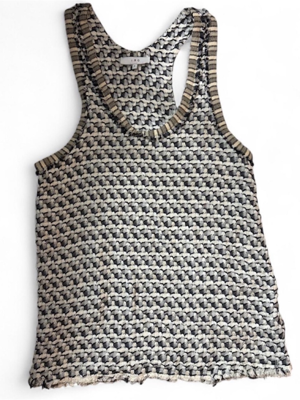 IRO Cream and Black Woven Knit Tank